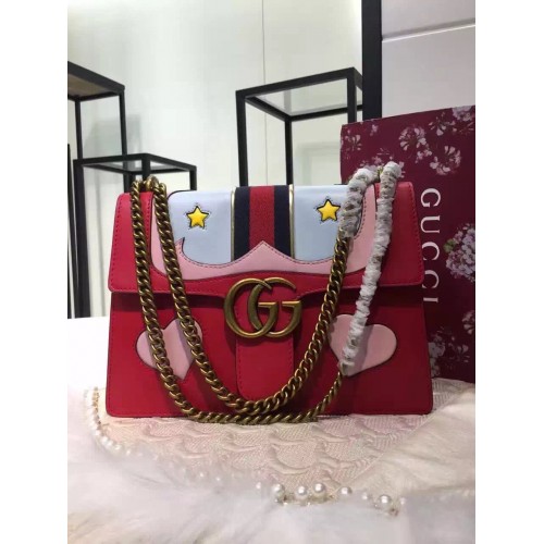 Gucci Marmont leather shoulder bag red